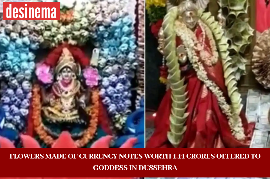 Flowers Made of Currency Notes Worth Rupees One Crore Offered to Goddess On Dussehra at Telangana Temple