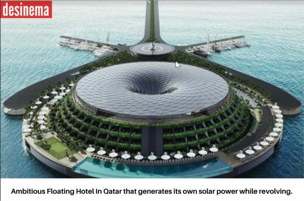 Ambitious Floating Hotel In Qatar that generates its own solar power while revolving 1