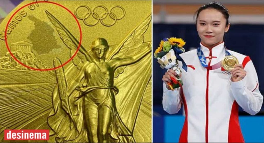 Peeling issue with Chinese trampoline athlete Zhu Xueyings Tokyo Olympic gold medal 1