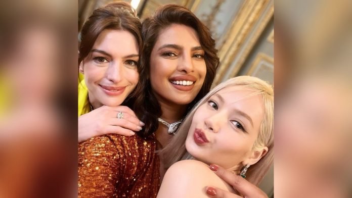Priyanka-Chopra-Jonas-poses-with-Anne-Hathaway-Blackpinks-Lisa